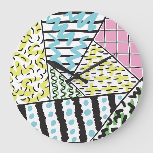 抽象芸術3:手描き背景画。 ラージ壁時計 (正面)