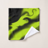 抽象芸術3 (黒とライムグリーン) バスタオルセット (ウォッシュタオル)