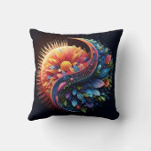 抽象芸術3Dシェイプ陰陽の花の鮮やか色 クッション (裏面)