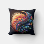 抽象芸術3Dシェイプ陰陽の花の鮮やか色 クッション (正面)