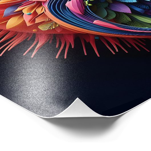 抽象芸術3Dシェイプ陰陽の花の鮮やか色 フォトプリント            (角)