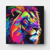 抽象芸術3Dライオンポートレートデジタルアート フォトプラーク (正面)