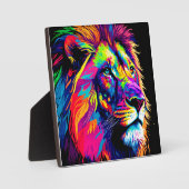 抽象芸術3Dライオンポートレートデジタルアート フォトプラーク (正面)