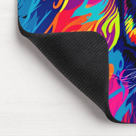 抽象芸術3Dライオンポートレートデジタルアート マウスパッド (コーナー)