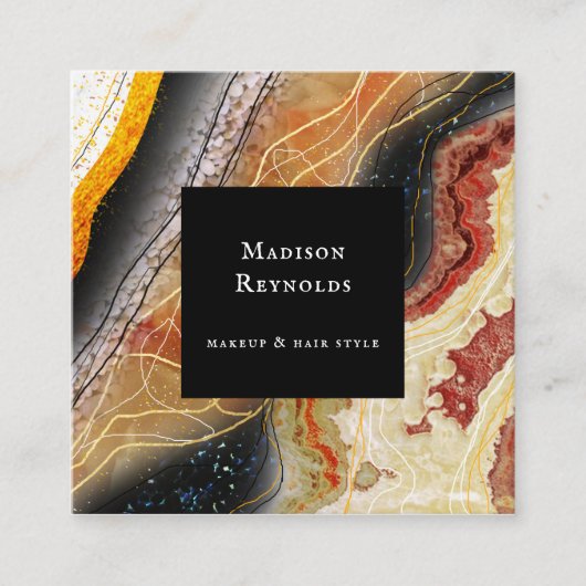 抽象芸術3D深い大理石名刺 スクエア名刺 (正面)