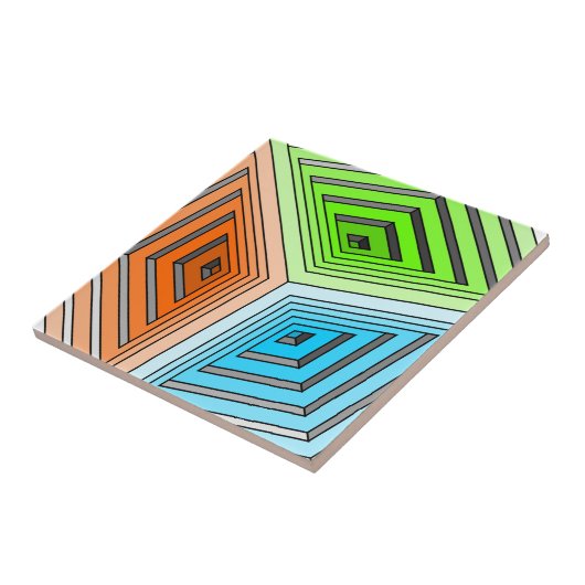 抽象芸術3D立方体 タイル (側面)