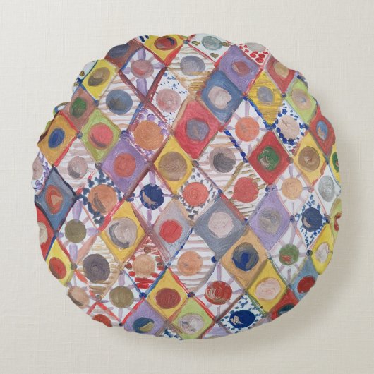 抽象芸術4遊号は子絵を描供 ラウンドクッション (正面)