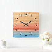 抽象芸術44オレンジブルー スクエア壁時計 (ホーム)