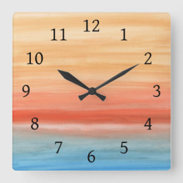 抽象芸術44オレンジブルー スクエア壁時計