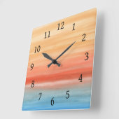 抽象芸術44オレンジブルー スクエア壁時計 (傾斜)