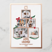 抽象芸術5写真クリスマスツリーの幸せな休日 箔シーズンカード (正面)