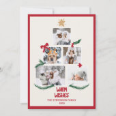 抽象芸術5写真クリスマスツリー赤いベージュ色の願い シーズンカード (正面)