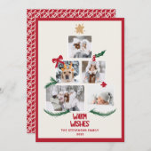 抽象芸術5写真クリスマスツリー赤いベージュ色の願い シーズンカード (正面/裏面)