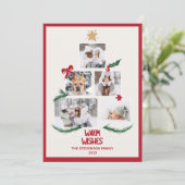 抽象芸術5写真クリスマスツリー赤いベージュ色の願い シーズンカード (スタンド正面)