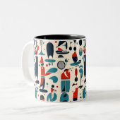 抽象芸術50sゴルフパターン ツートーンマグカップ (正面左)