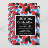 抽象芸術7月4日スターズブラックレッドブルー 招待状 (正面/裏面)