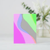 抽象芸術703 -レトロGroovyピンクと緑 ポストカード (スタンド正面)