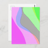 抽象芸術703 -レトロGroovyピンクと緑 ポストカード (正面/裏面)