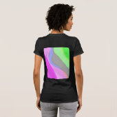抽象芸術703 -レトロGroovyピンクと緑 Tシャツ (裏面フル)