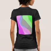 抽象芸術703 -レトロGroovyピンクと緑 Tシャツ (裏面)