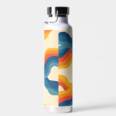 抽象芸術70sレトロオレンジブルー波パタストライプーン ウォーターボトル (右面)