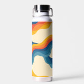 抽象芸術70sレトロオレンジブルー波パタストライプーン ウォーターボトル (背面)