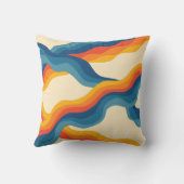 抽象芸術70sレトロオレンジブルー波パタストライプーン クッション (裏面)