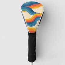 抽象芸術70sレトロオレンジブルー波パタストライプーン