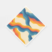 抽象芸術70sレトロオレンジブルー波パタストライプーン スタンダードランチョンナプキン (角)