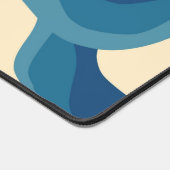 抽象芸術70sレトロオレンジブルー波パタストライプーン デスクマット (コーナー)