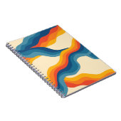 抽象芸術70sレトロオレンジブルー波パタストライプーン ノートブック (右側)