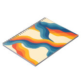 抽象芸術70sレトロオレンジブルー波パタストライプーン ノートブック (左側)