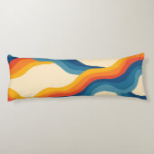 抽象芸術70sレトロオレンジブルー波パタストライプーン ボディピロー (裏面)