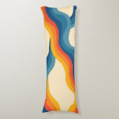 抽象芸術70sレトロオレンジブルー波パタストライプーン ボディピロー (正面縦)