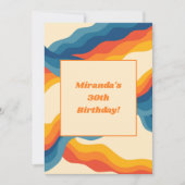 抽象芸術70sレトロオレンジブルー波パタストライプーン 招待状 (正面)