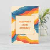 抽象芸術70sレトロオレンジブルー波パタストライプーン 招待状 (スタンド正面)