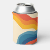 抽象芸術70sレトロオレンジブルー波パタストライプーン 缶クーラー (缶裏面)