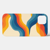 抽象芸術70sレトロオレンジブルー波パタストライプーン Case-Mate iPhoneケース (裏面 (横))