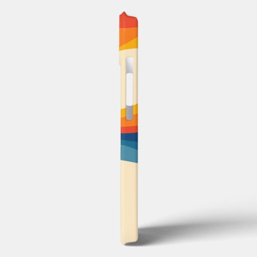 抽象芸術70sレトロオレンジブルー波パタストライプーン Case-Mate iPhoneケース (裏面 / 左)