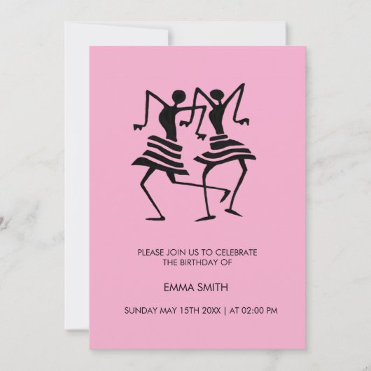抽象芸術、お祝いダンサー誕生日招待状 招待状 (正面)