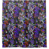 抽象芸術（ばちゃばちゃ）跳ねるブモダンラシ シャワーカーテン (正面)