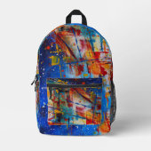 抽象芸術(ばちゃばちゃ)跳ねる絵を描 プリントバックパック (正面)
