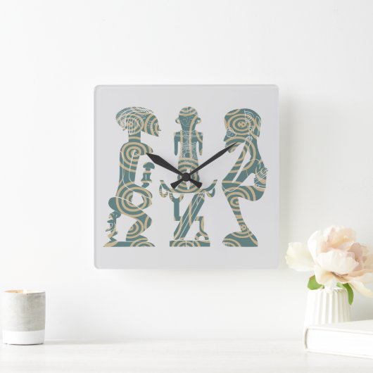抽象芸術・アフリカの部族の戦士の儀式 スクエア壁時計 (ホーム)