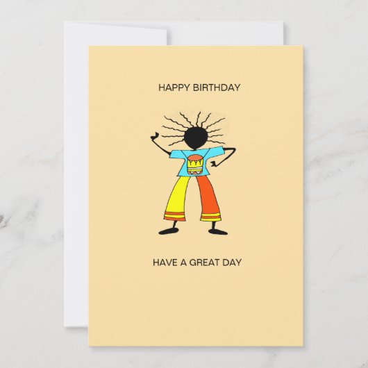 抽象芸術、アフリカアートマスタードラマー誕生日 カード (正面)