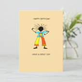 抽象芸術、アフリカアートマスタードラマー誕生日 カード (スタンド正面)