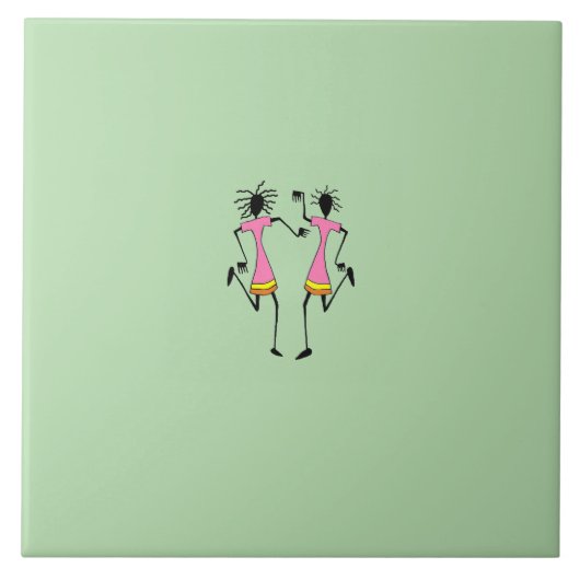 抽象芸術、アフリカ美術エレガント、ダンサーパーティー タイル (正面)