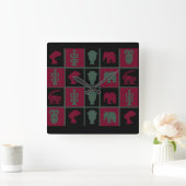 抽象芸術・アフリカ部族美術 スクエア壁時計 (ホーム)