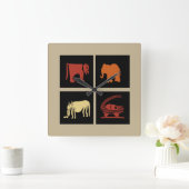 抽象芸術・アフリカ部族美術 スクエア壁時計 (ホーム)