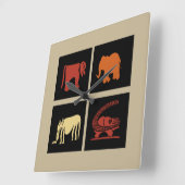 抽象芸術・アフリカ部族美術 スクエア壁時計 (傾斜)