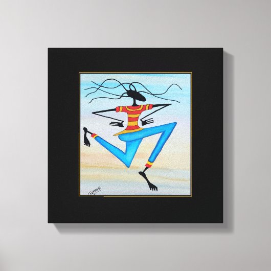 抽象芸術、アモダンフリアアートレゲエダンサー キャンバスプリント (正面)